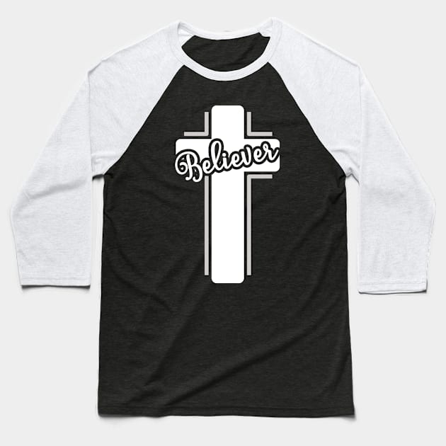 Christian Believer White Cross Design Baseball T-Shirt by 4Craig